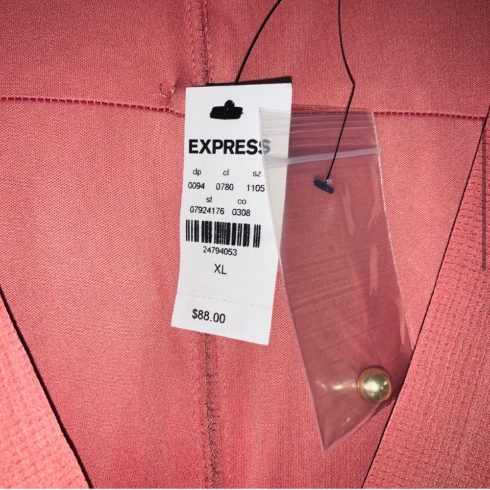 🔥NWT Express Satin Rouched Wrap Front Ruffle Dress - Picture 3 of 6